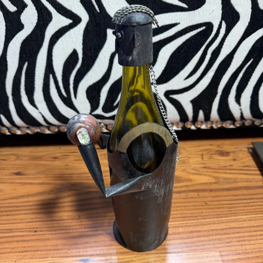 Vintage Metal Basketball Player Wine Bottle Caddy Holder Jersey 7 Sports Decor